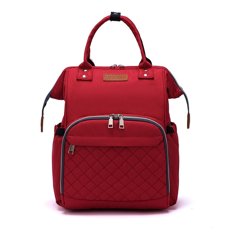 Diaper Backpack Quilted with Insulated Bottle Compartment