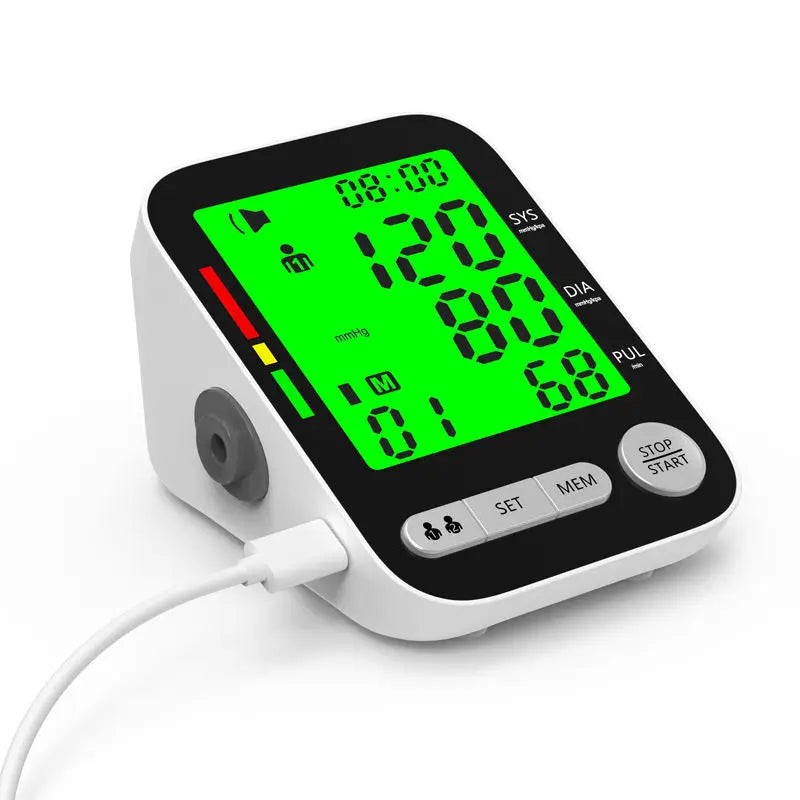 Digital Blood Pressure Monitor Rechargeable Talking BPM with LCD Display