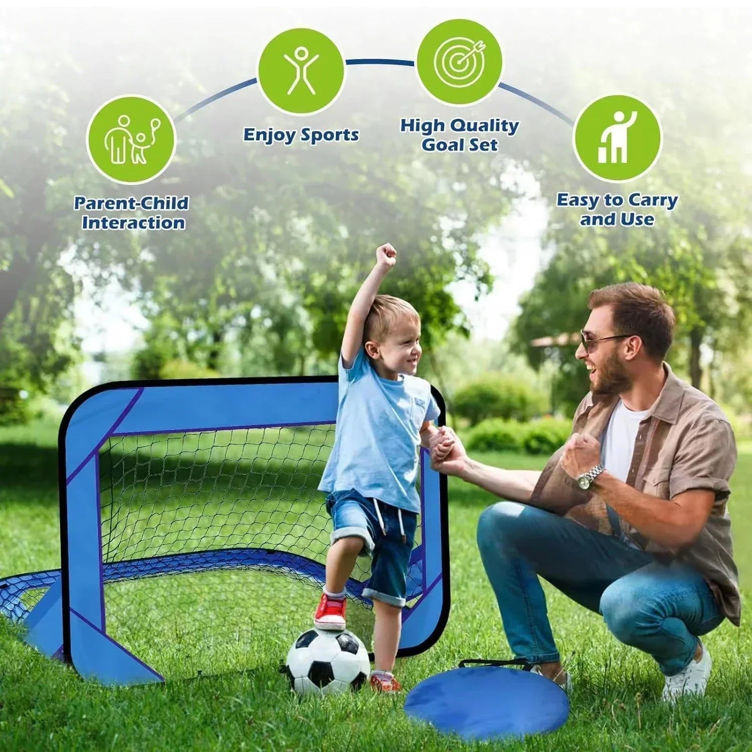 Foldable Portable Kids Soccer Goal 4-in-1 Football Training Net