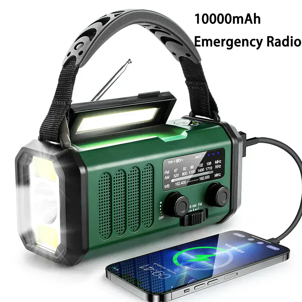 Solar Hand Crank Emergency Radio with NOAA, Power Bank, and Flashlight