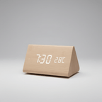 Wooden LED Digital Desk Clock Voice Control Adjustable Brightness
