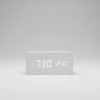 Wooden LED Digital Desk Clock Voice Control Adjustable Brightness