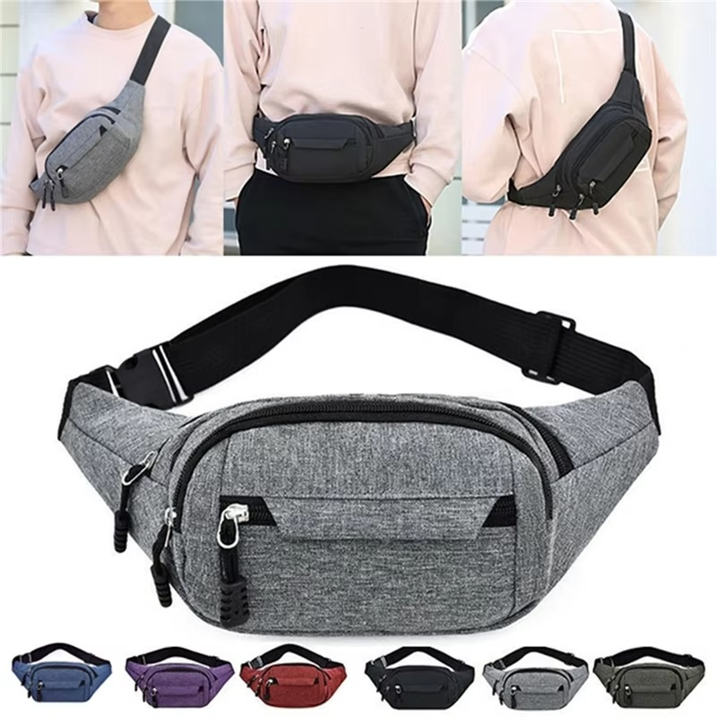 Canvas Waterproof Waist Bag Crossbody Unisex Outdoor Sports Bag