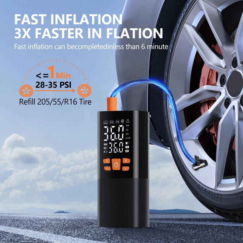 Portable Air Compressor with Digital Display and Rechargeable Battery