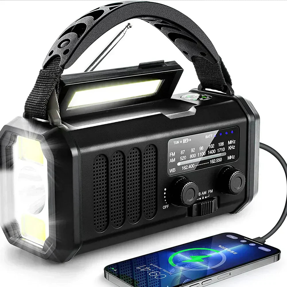 Solar Hand Crank Emergency Radio with NOAA, Power Bank, and Flashlight