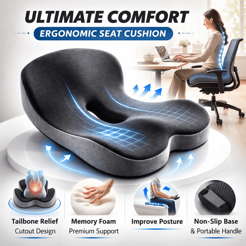 Lumbar Support Seat Cushion Car Chair Back Pillow Ergonomic