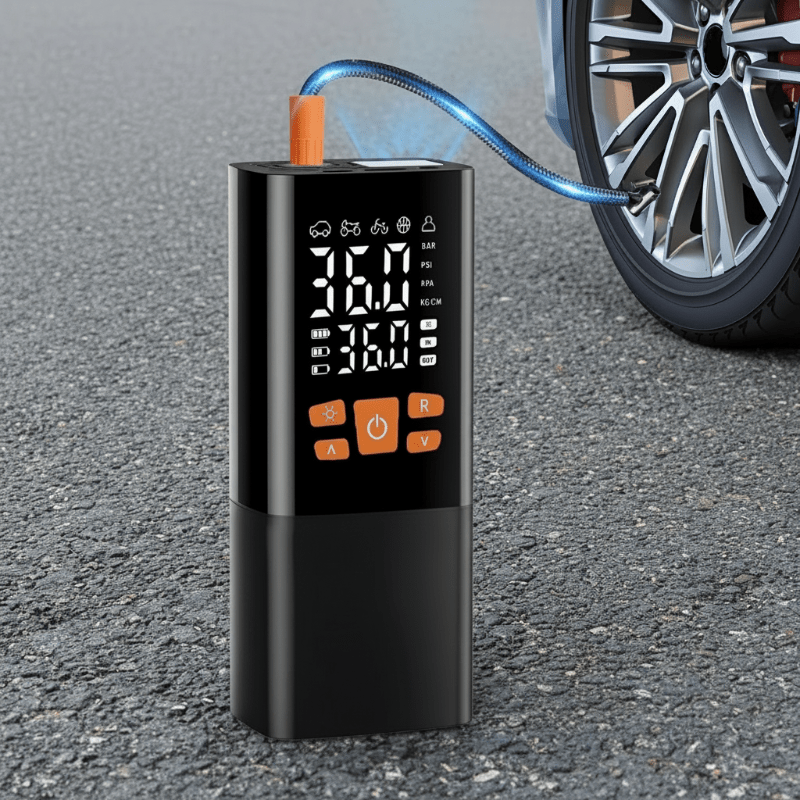 Portable Air Compressor with Digital Display and Rechargeable Battery