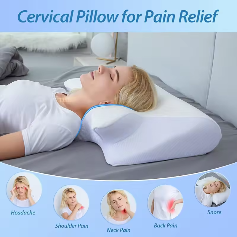 Memory Foam Cervical Orthopedic Neck Support Pillow Dual Function