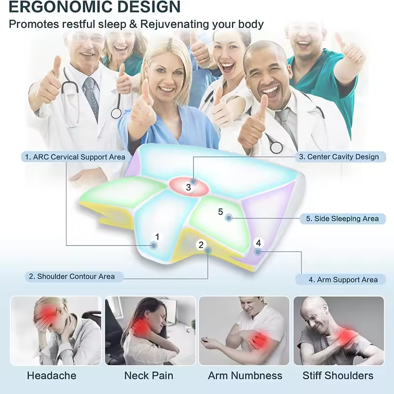 Memory Foam Cervical Orthopedic Neck Support Pillow Dual Function