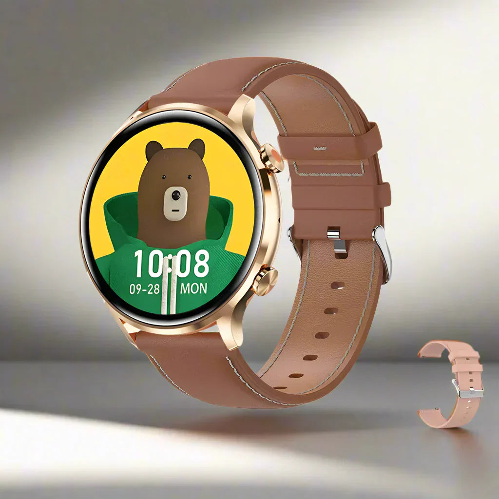 AMOLED Smartwatch Circular Fitness Tracker Bluetooth Call IP68 Waterproof