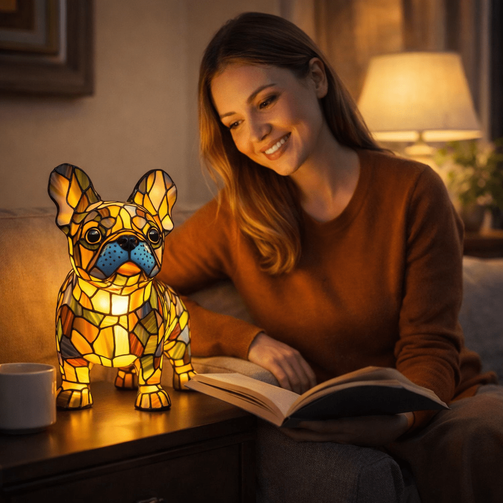 Stained Glass Dog Table Lamp Pet Table Lighting Fixture