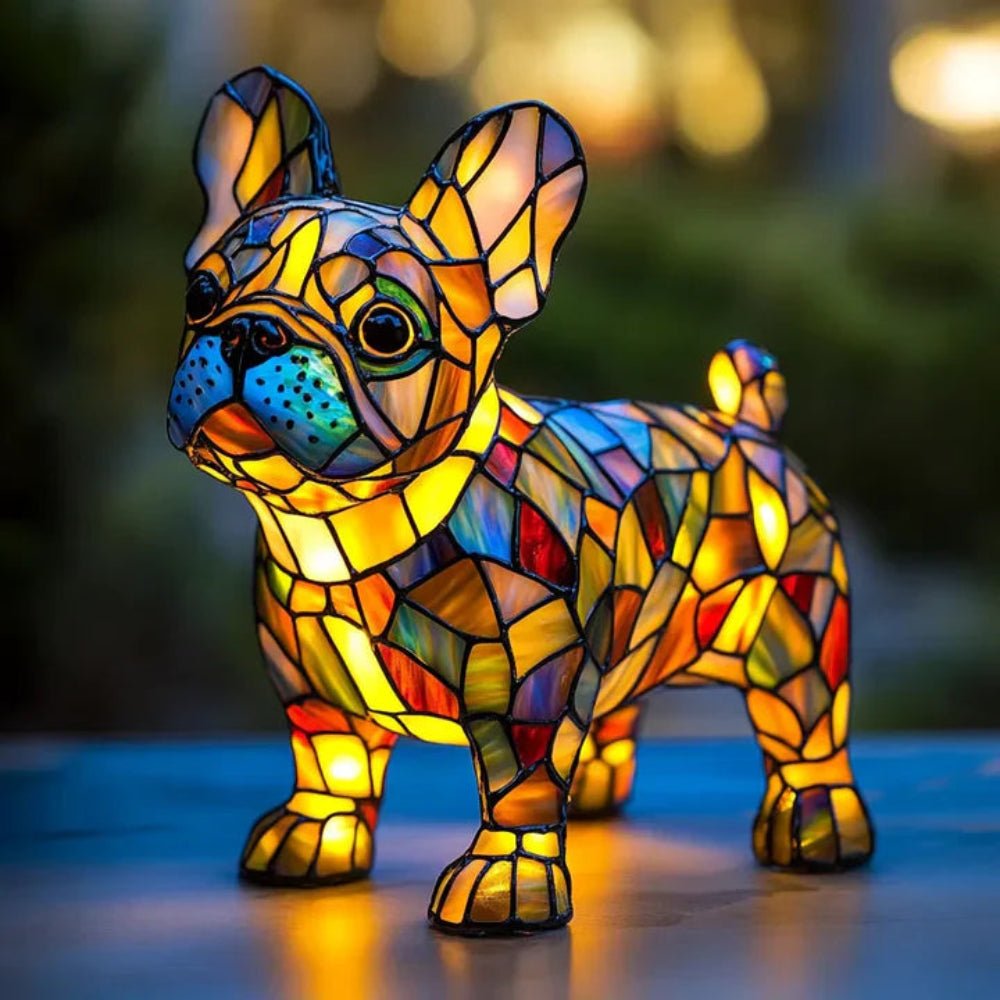 Stained Glass Dog Table Lamp Pet Table Lighting Fixture