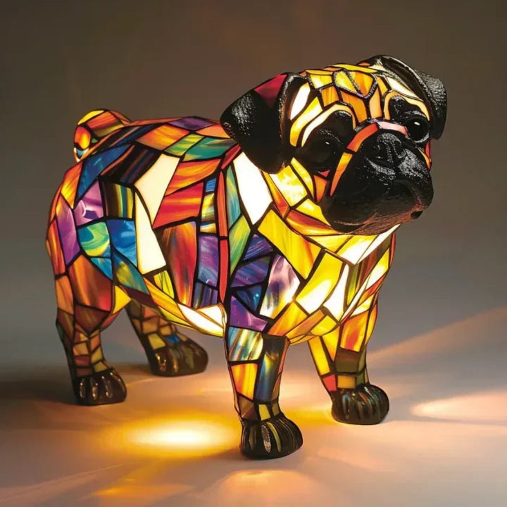 Stained Glass Dog Table Lamp Pet Table Lighting Fixture