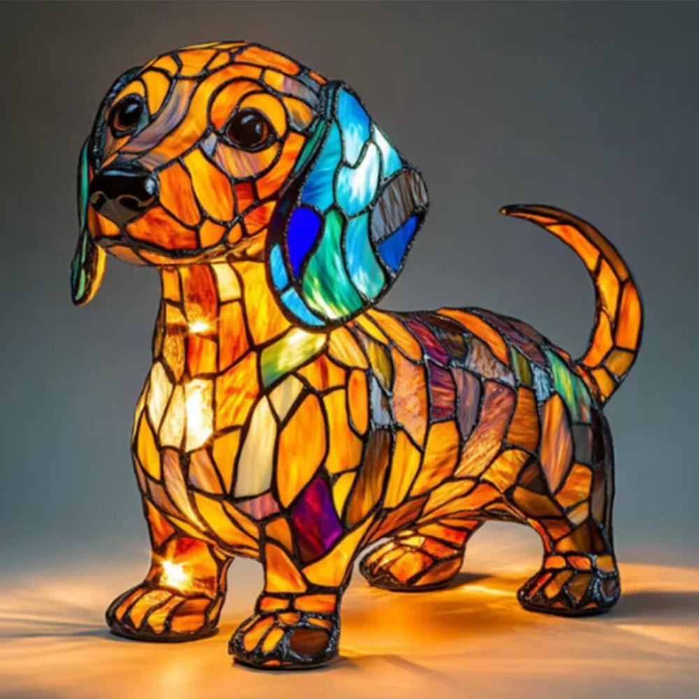Stained Glass Dog Table Lamp Pet Table Lighting Fixture