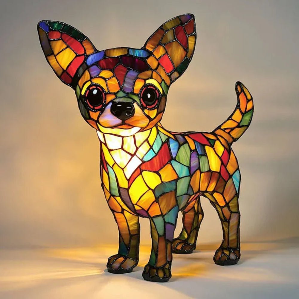 Stained Glass Dog Table Lamp Pet Table Lighting Fixture