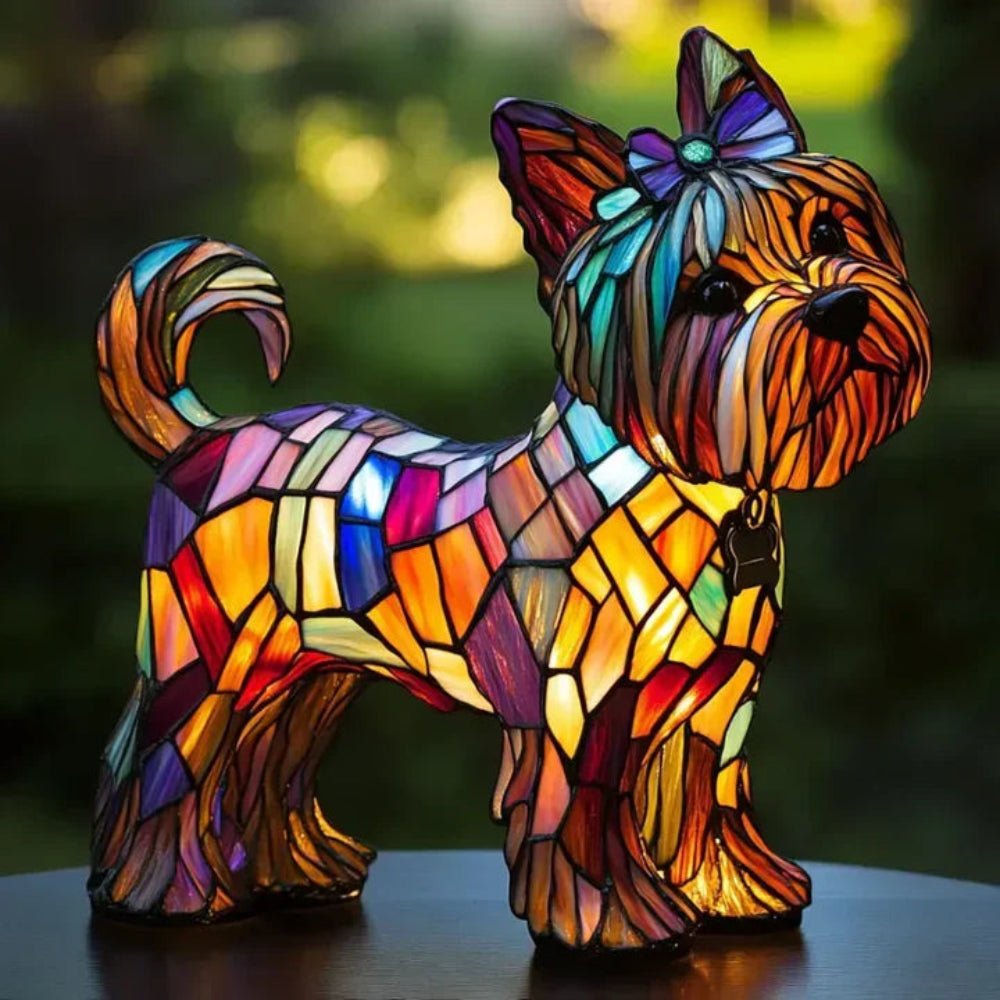 Stained Glass Dog Table Lamp Pet Table Lighting Fixture