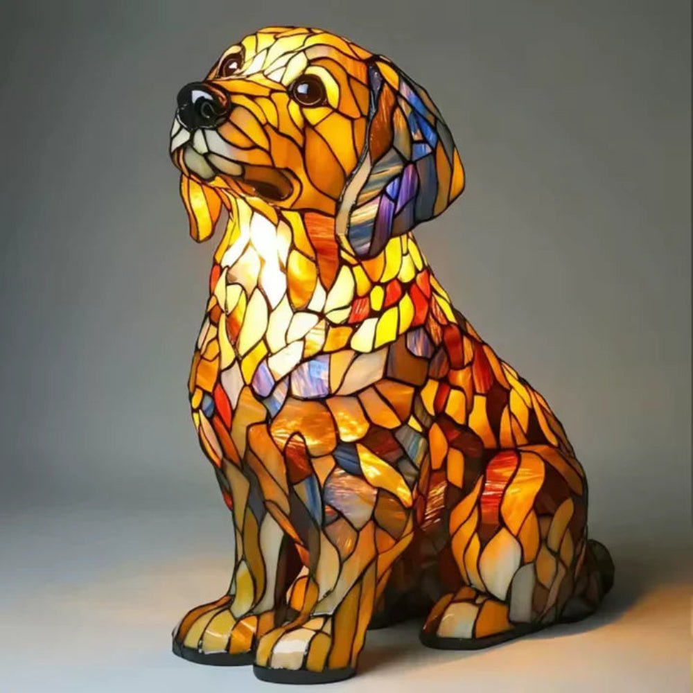 Stained Glass Dog Table Lamp Pet Table Lighting Fixture
