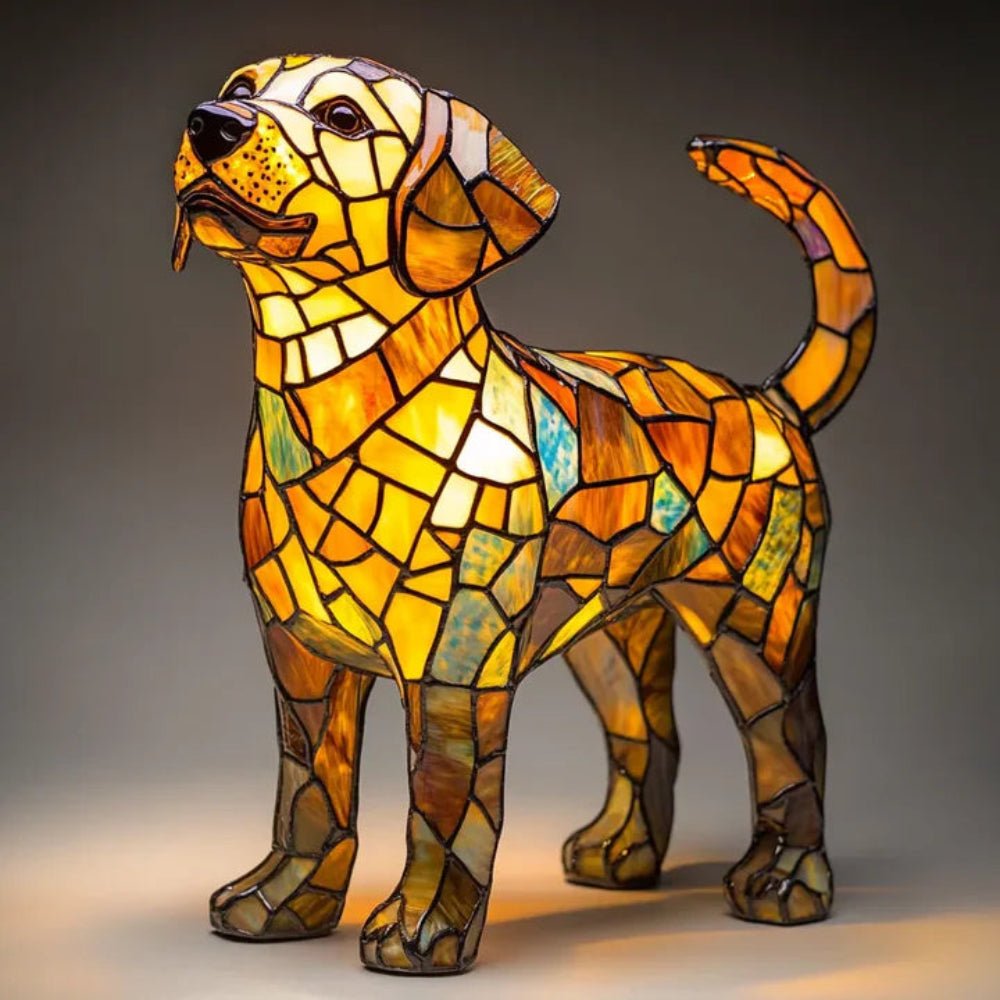Stained Glass Dog Table Lamp Pet Table Lighting Fixture