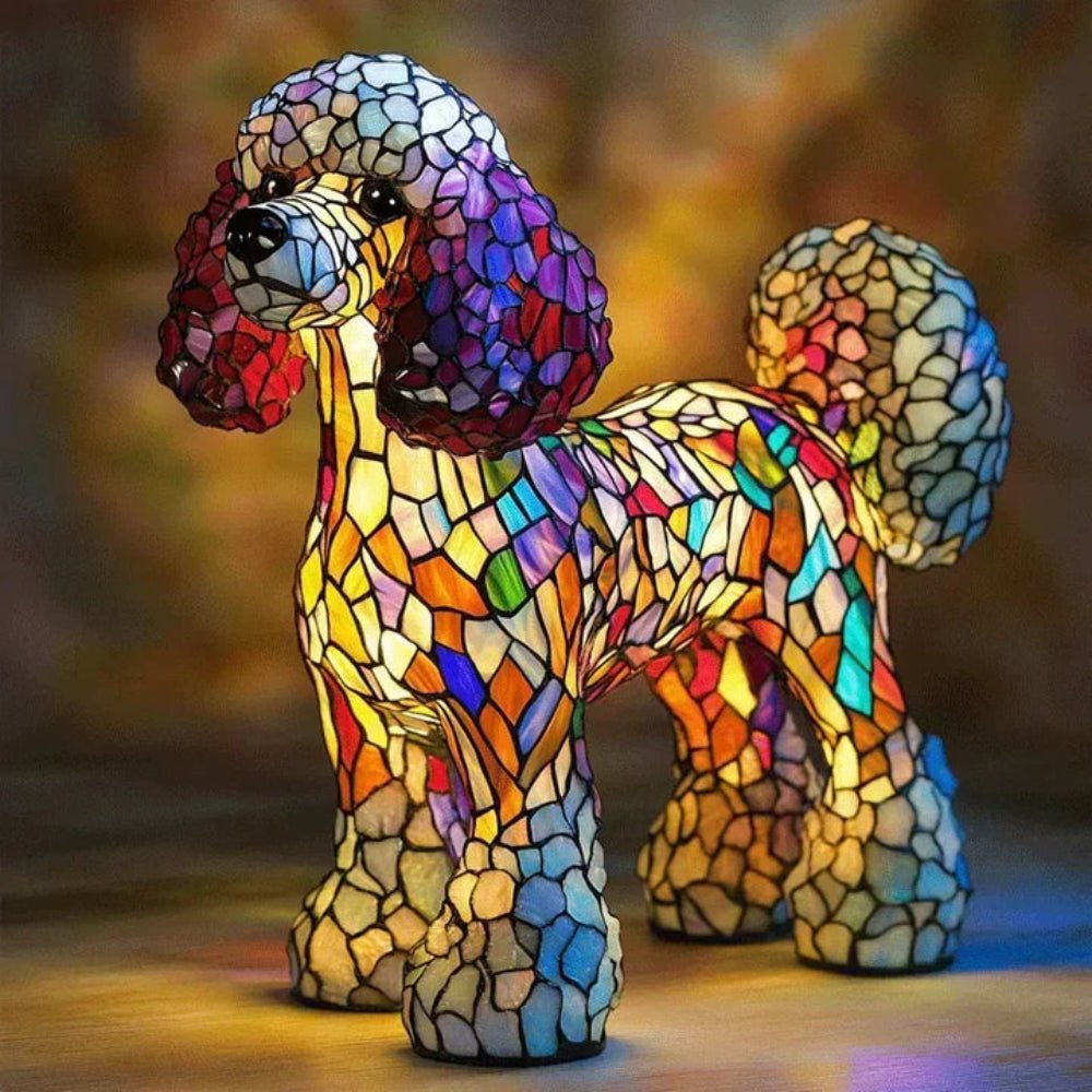 Stained Glass Dog Table Lamp Pet Table Lighting Fixture