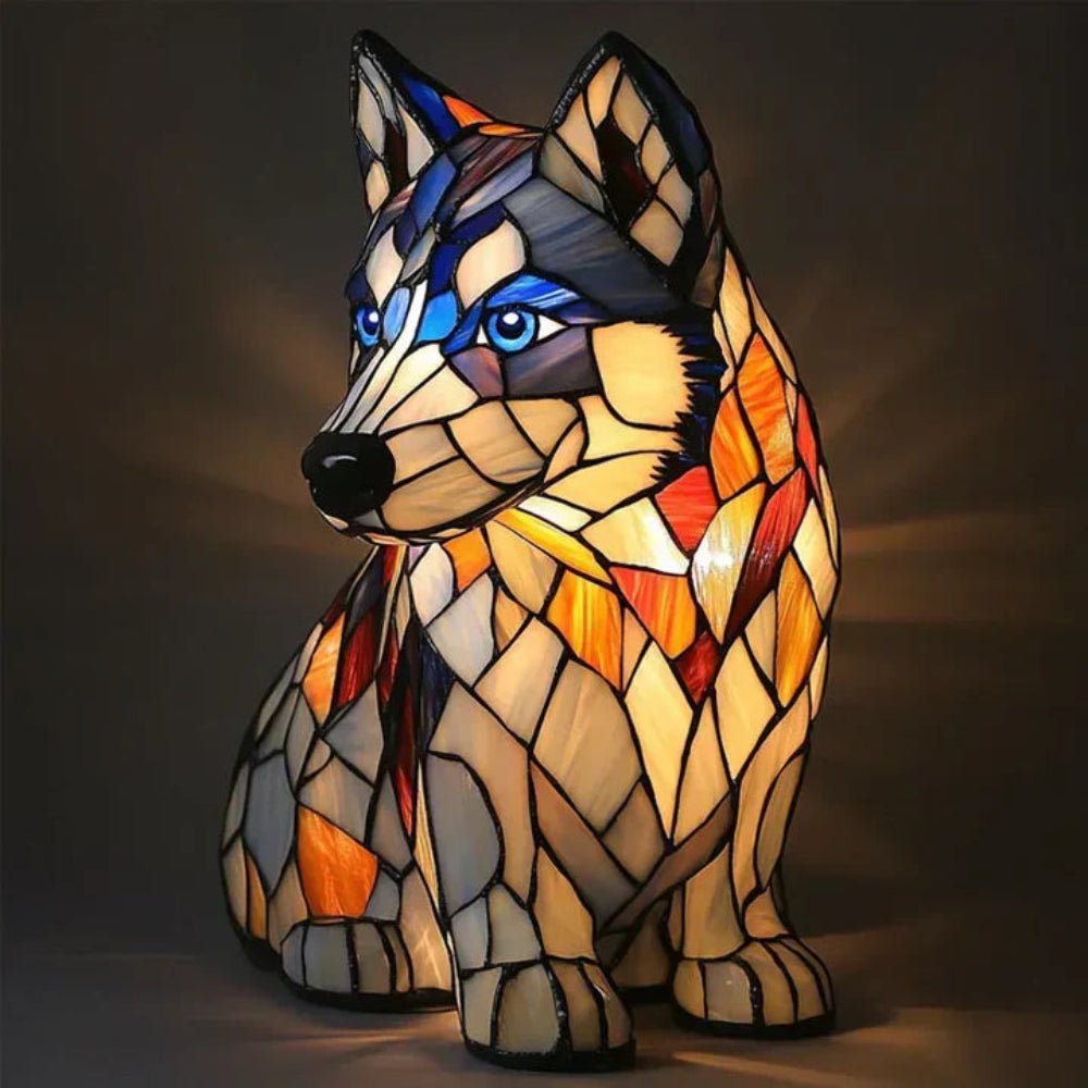 Stained Glass Dog Table Lamp Pet Table Lighting Fixture