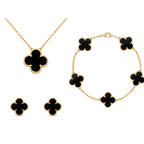 Four Leaf Clover Pendant Necklace and Earrings Jewelry Set
