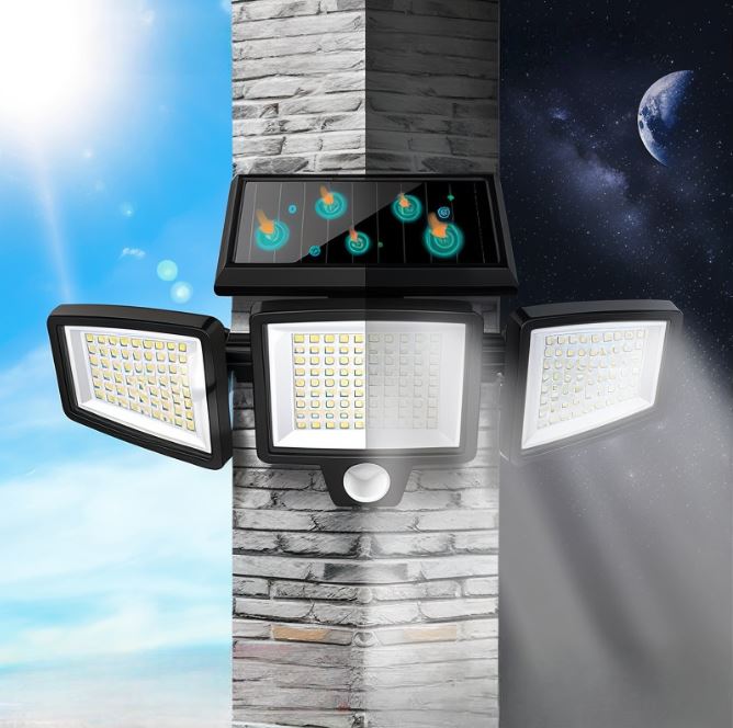 Solar Powered LED Floodlight with Motion Sensor 2500 Lumen IP65