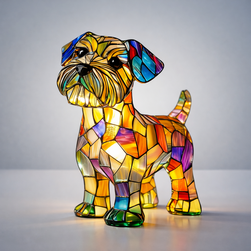 Dog Shape LED Table Lamp Stained Glass Style Night Light