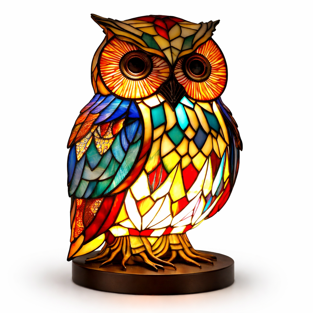 Stained Glass Mosaic Table Lamp LED Night Light Home Decor