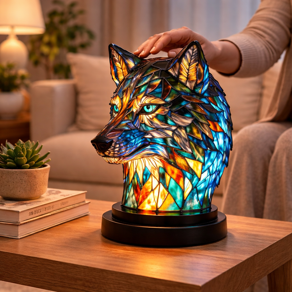 Stained Glass Mosaic Table Lamp LED Night Light Home Decor