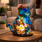 Stained Glass Mosaic Table Lamp LED Night Light Home Decor