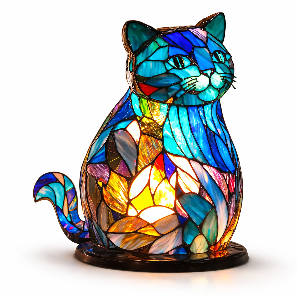 Stained Glass Mosaic Table Lamp LED Night Light Home Decor