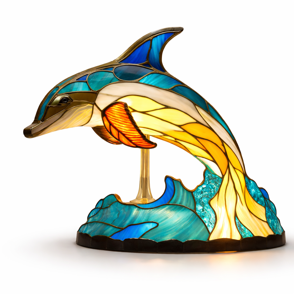 Stained Glass Mosaic Table Lamp LED Night Light Home Decor