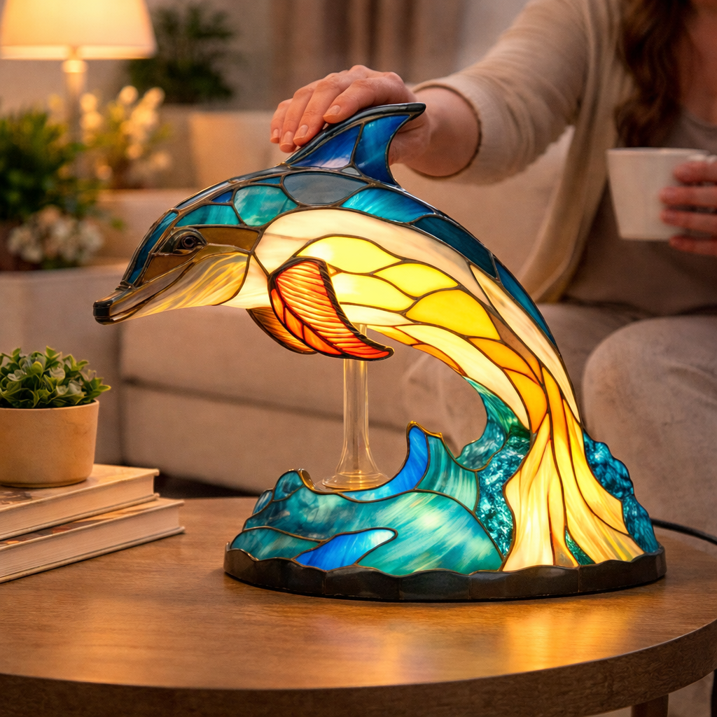 Stained Glass Mosaic Table Lamp LED Night Light Home Decor