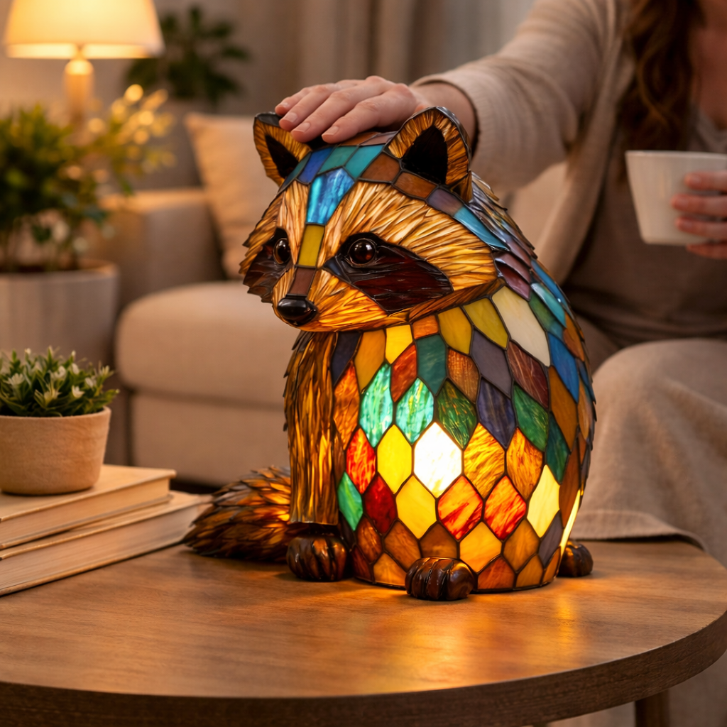 Stained Glass Mosaic Table Lamp LED Night Light Home Decor