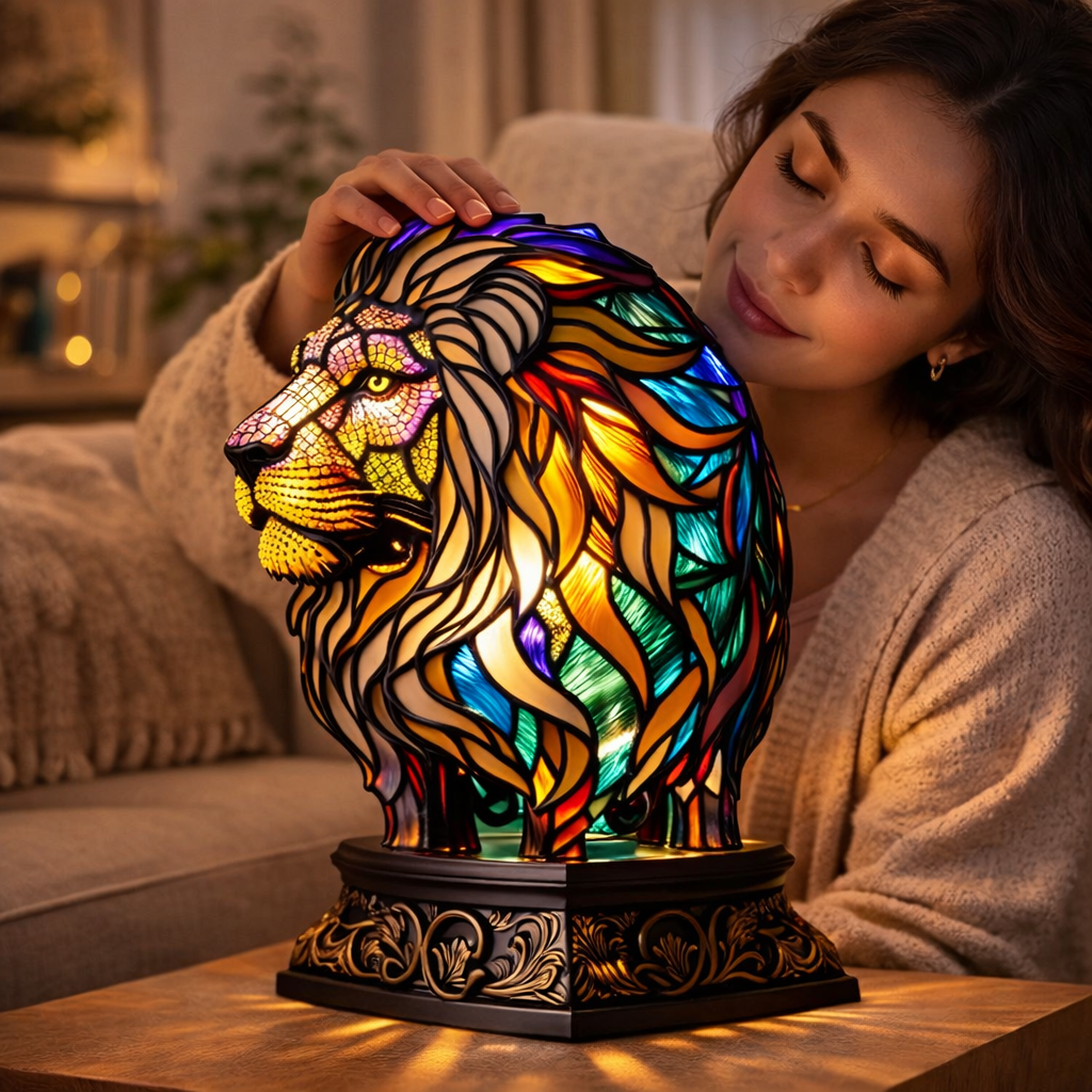 Stained Glass Mosaic Table Lamp LED Night Light Home Decor