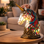 Stained Glass Mosaic Table Lamp LED Night Light Home Decor
