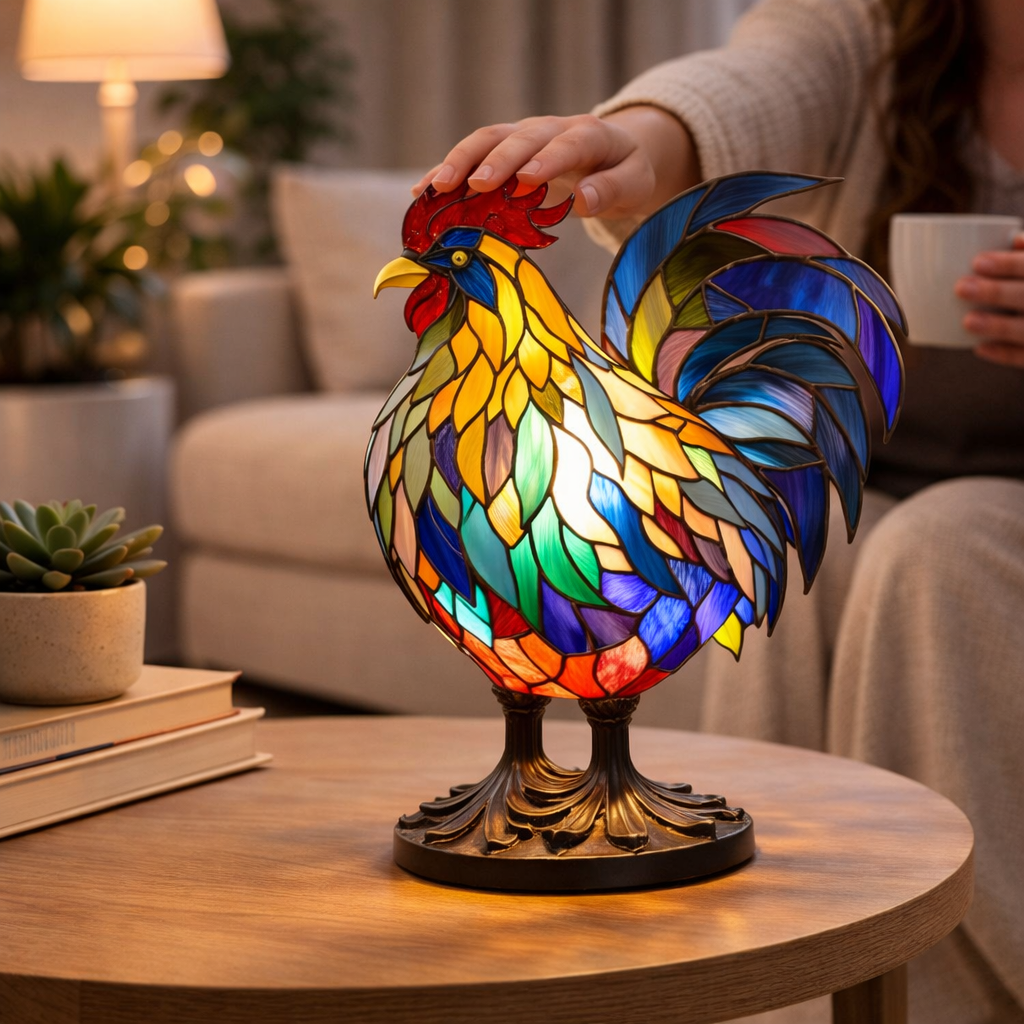 Stained Glass Mosaic Table Lamp LED Night Light Home Decor