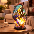 Stained Glass Mosaic Table Lamp LED Night Light Home Decor
