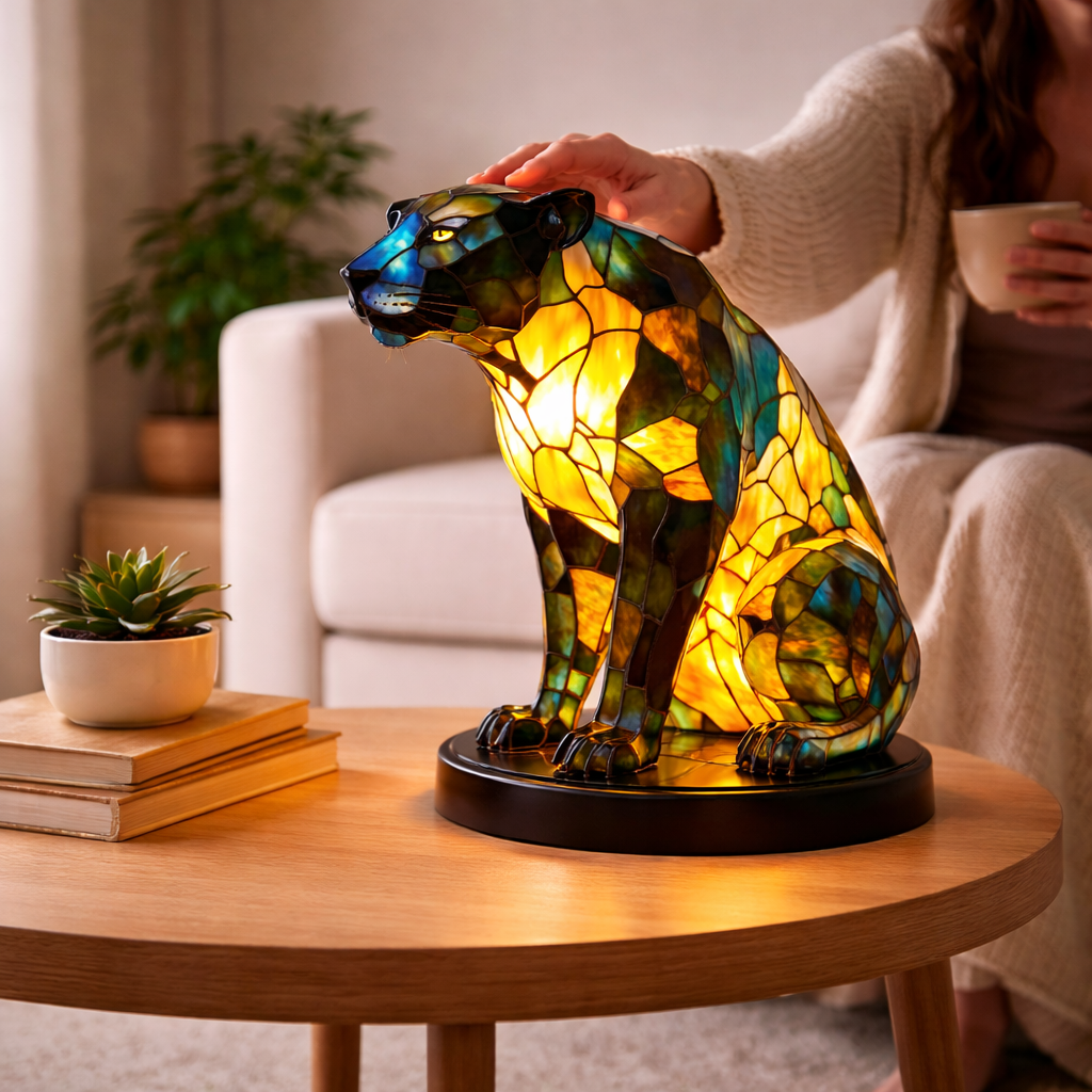 Stained Glass Mosaic Table Lamp LED Night Light Home Decor