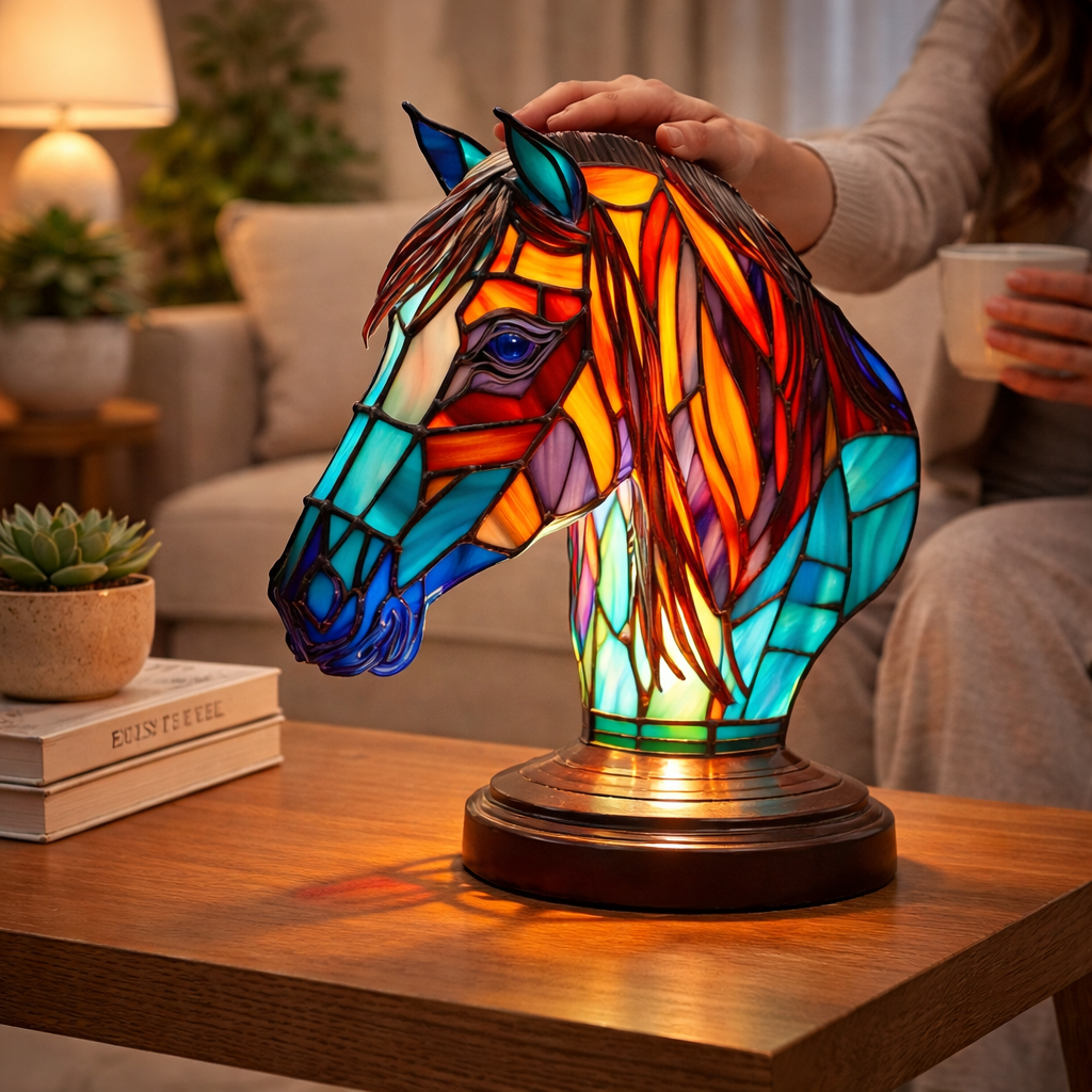 Stained Glass Mosaic Table Lamp LED Night Light Home Decor
