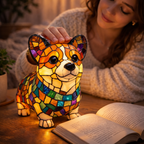 Dog Shape LED Table Lamp Stained Glass Style Night Light