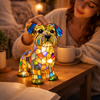 Dog Shape LED Table Lamp Stained Glass Style Night Light