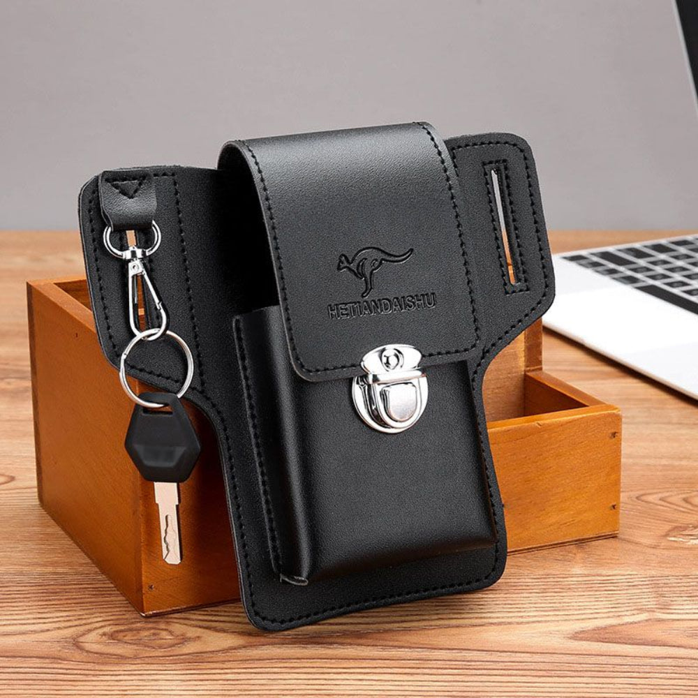 Leather Phone Case Belt Pouch Bag for Outdoor Use