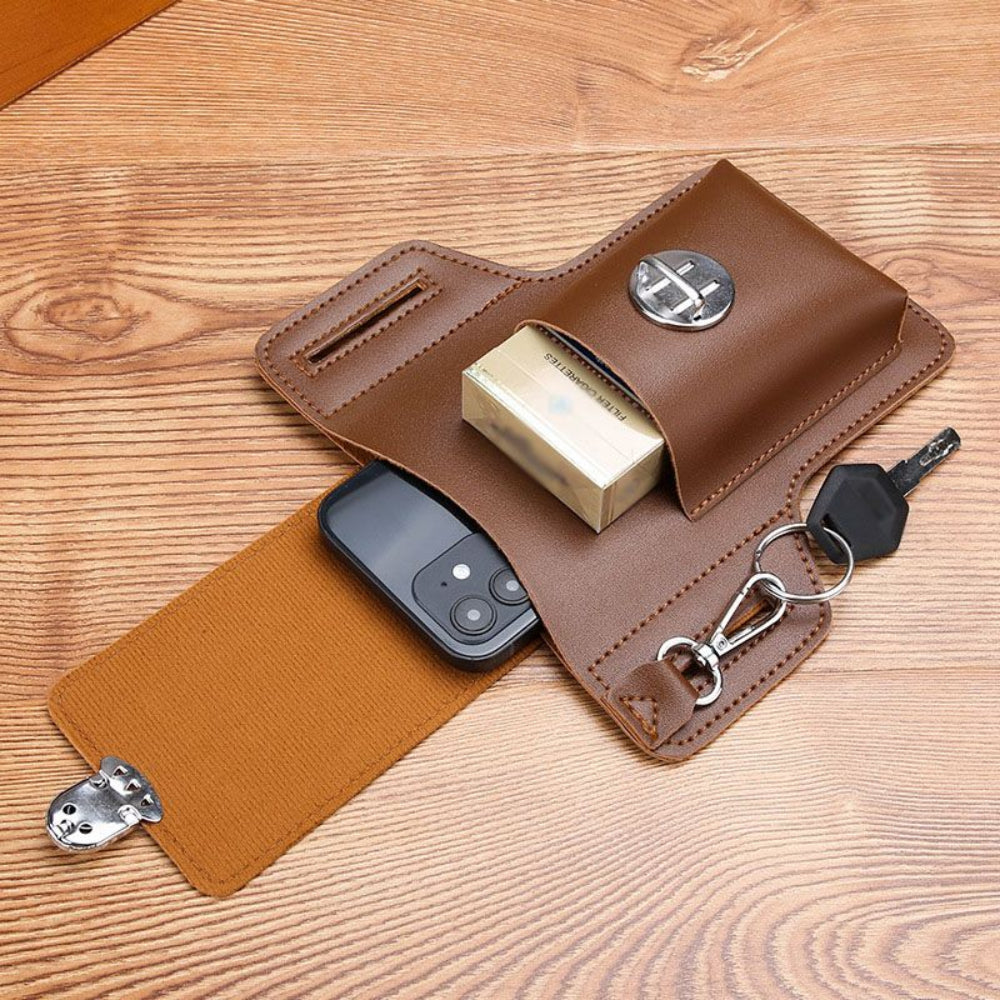 Leather Phone Case Belt Pouch Bag for Outdoor Use