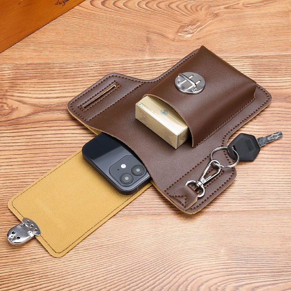 Leather Phone Case Belt Pouch Bag for Outdoor Use