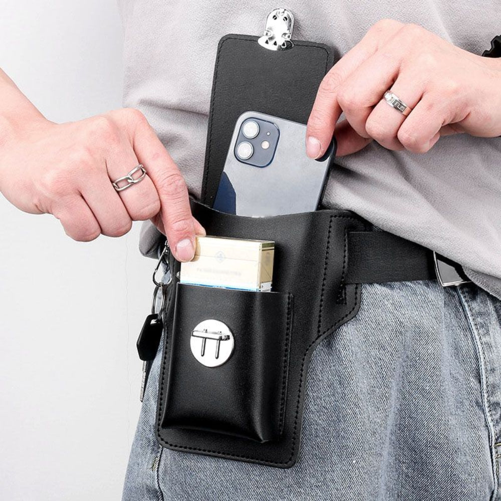 Leather Phone Case Belt Pouch Bag for Outdoor Use