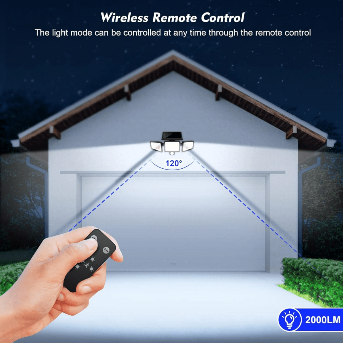 Solar Motion Sensor LED Security Light 3-Head Outdoor IP65 Waterproof