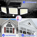 Solar Motion Sensor LED Security Light 3-Head Outdoor IP65 Waterproof