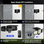 Solar Motion Sensor LED Security Light 3-Head Outdoor IP65 Waterproof