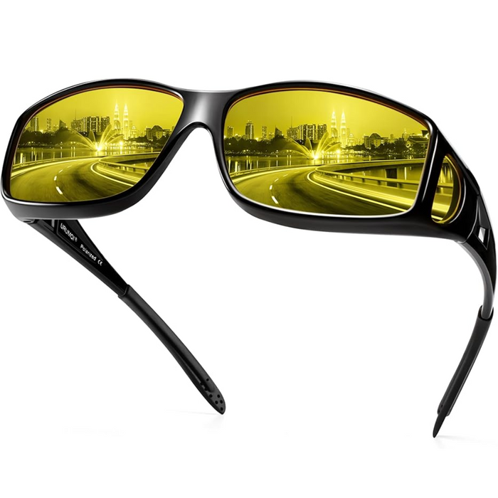 Polarized Night Vision Driving Glasses Anti-Glare Rectangular Lens